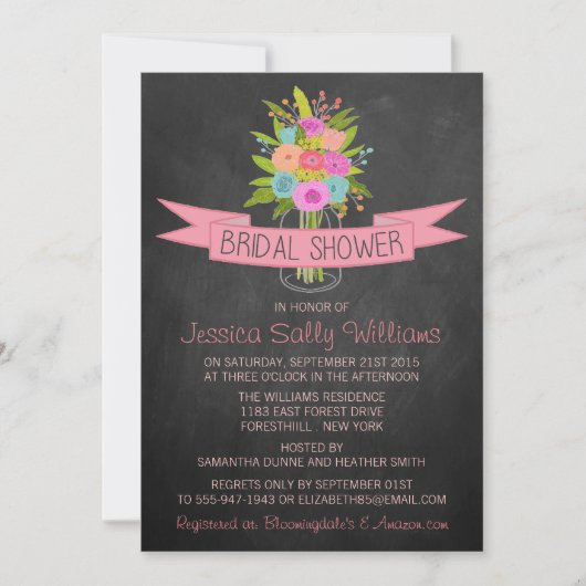 Floral Mason Jar op het Vrijgezellenfeest van het  Kaart (Voorkant)