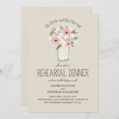 Floral Mason Jar repetitie diner Kaart (Voorkant / Achterkant)