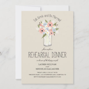 Floral Mason Jar repetitie diner Kaart