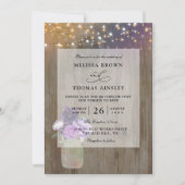 Floral Mason Jar Rustic Budget QR Code Wedding Kaart (Voorkant)