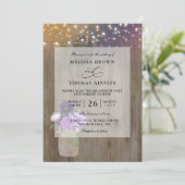 Floral Mason Jar Rustic Budget QR Code Wedding Kaart (Staand voorkant)