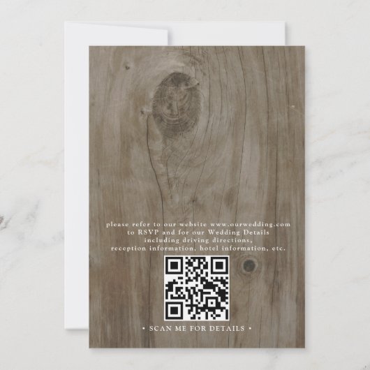 Floral Mason Jar Rustic Budget QR Code Wedding Kaart (Achterkant)