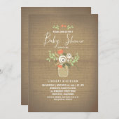 Floral Mason Jar Rustic Burlap Baby shower Kaart (Voorkant / Achterkant)