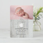 Floral Mason Jar Rustic Pasgeboren Baby Foto Geboo Aankondiging (Staand voorkant)