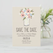 Floral Mason Jar Save the Date (Staand voorkant)