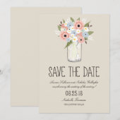Floral Mason Jar Save the Date (Voorkant / Achterkant)