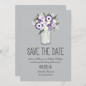 Floral Mason Jar Save the Date (Voorkant / Achterkant)