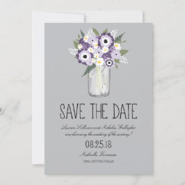 Floral Mason Jar Save the Date