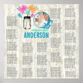 Floral Mason Jar Seating Chart Poster (Voorkant)