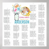 Floral  Mason Jar Seating Chart Poster (Voorkant)