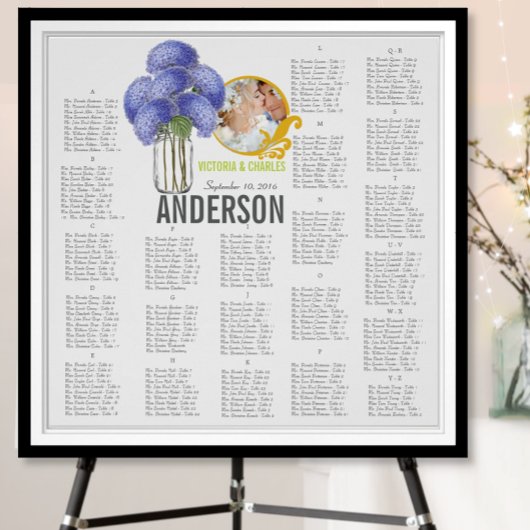 Floral  Mason Jar Seating Chart Poster