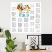 Floral  Mason Jar Seating Chart Poster (Thuiskantoor)