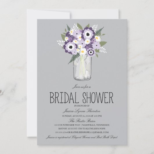 Floral Mason Jar Vrijgezellenfeest Kaart (Voorkant)