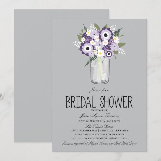 Floral Mason Jar Vrijgezellenfeest Kaart (Voorkant / Achterkant)