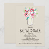 Floral Mason Jar Vrijgezellenfeest Kaart (Voorkant / Achterkant)