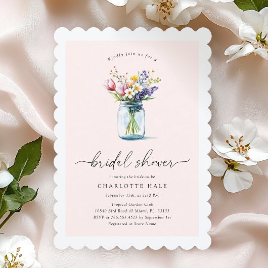 Floral Mason Jar Vrijgezellenfeest Kaart