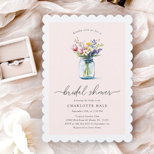 Floral Mason Jar Vrijgezellenfeest Kaart