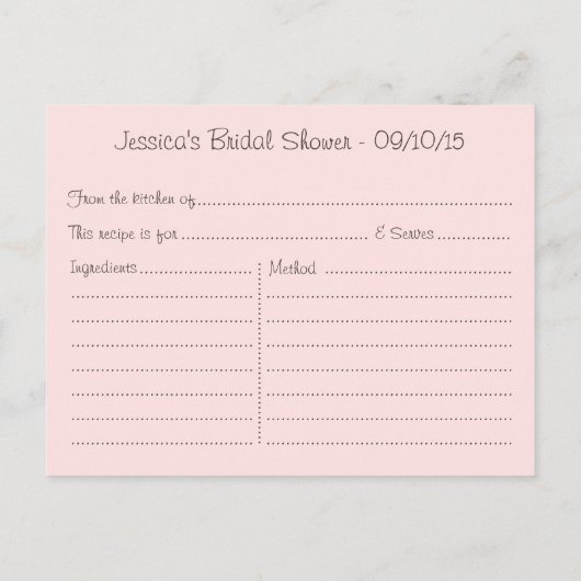 Floral Mason Jar Vrijgezellenfeest Recept Kaarten (Achterkant)