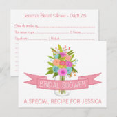 Floral Mason Jar Vrijgezellenfeest Recept Kaarten (Voorkant / Achterkant)