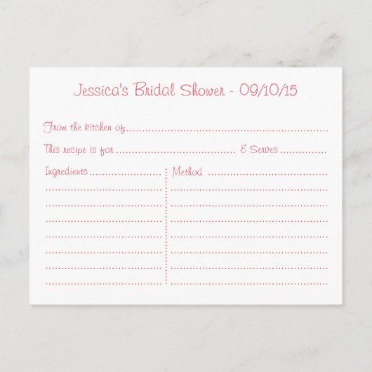 Floral Mason Jar Vrijgezellenfeest Recept Kaarten (Achterkant)