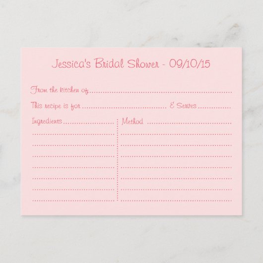 Floral Mason Jar Vrijgezellenfeest Recept Kaarten (Achterkant)