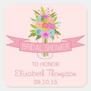 Floral Mason Jar Vrijgezellenfeest Stickers