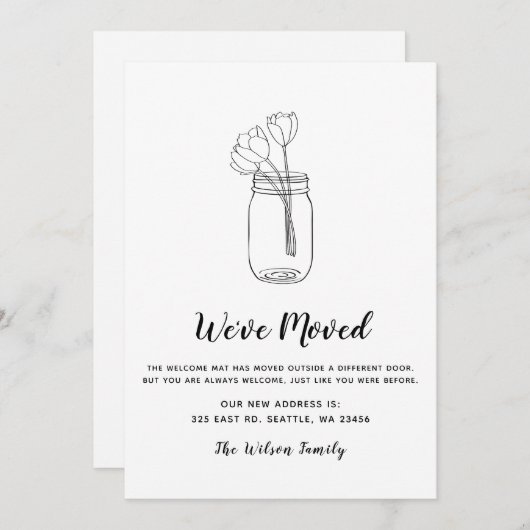 Floral Mason Jar We hebben een nieuw adres verplaa (Voorkant / Achterkant)