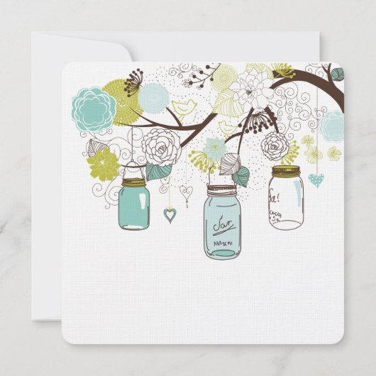 Floral Mason Jars Bruiloft Kaart (Achterkant)
