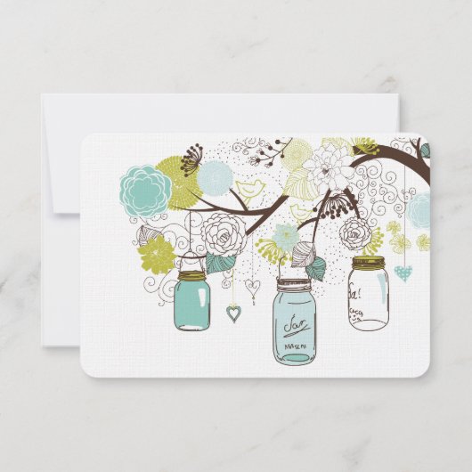 Floral Mason Jars Bruiloft RSVP (Achterkant)
