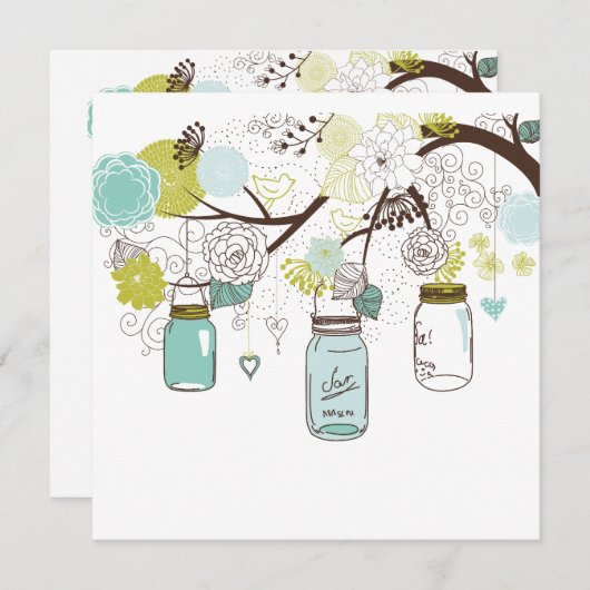 Floral Mason Jars Kaart (Voorkant / Achterkant)