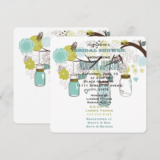 Floral Mason Jars Vrijgezellenfeest Kaart (Voorkant / Achterkant)