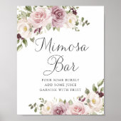 Floral Mauve Blush Elegant Wedding Mimosa Bar Poster (Voorkant)
