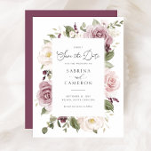 Floral Mauve Blush Elegant Wedding Save the Date Kaart