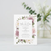 Floral Mauve Blush Elegant Wedding Save the Date Kaart (Staand voorkant)