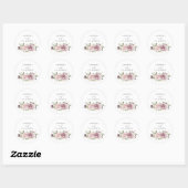 Floral Mauve Blush Elegante Huwelijksenvelop Afdic Ronde Sticker (Vel)