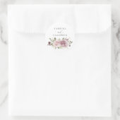 Floral Mauve Blush Elegante Huwelijksenvelop Afdic Ronde Sticker (Tas)