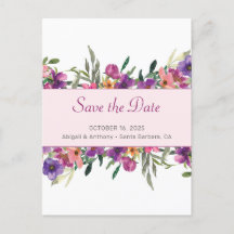 Floral Mauve Botanische Waterverf Save the Date