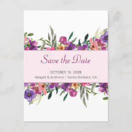 Floral Mauve Botanische Waterverf Save the Date Aankondigingskaart