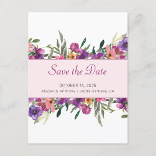 Floral Mauve Botanische Waterverf Save the Date Aankondigingskaart