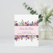 Floral Mauve Botanische Waterverf Save the Date Aankondigingskaart (Staand voorkant)