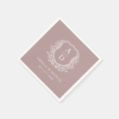 Floral Mauve Crest Wedding Monogram Servet (Hoek)