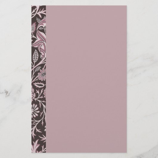 Floral Mauve en Chocolade Briefpapier (Voorkant)