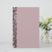 Floral Mauve en Chocolade Briefpapier (Staand voorkant)