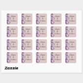 Floral mauve paarse blush vierkante sticker (Vel)