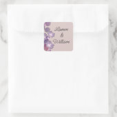 Floral mauve paarse blush vierkante sticker (Tas)