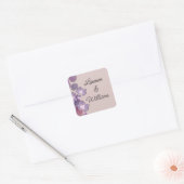 Floral mauve paarse blush vierkante sticker (Envelop)