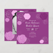 Floral Mauve Paarse Bridal Shower Invitations Kaart (Voorkant / Achterkant)