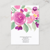 Floral mauve paarse waterverf oorscherm visitekaartje (Achterkant)