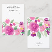 Floral mauve paarse waterverf oorscherm visitekaartje (Voorkant / Achterkant)