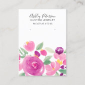 Floral mauve paarse waterverf oorscherm visitekaartje (Voorkant)